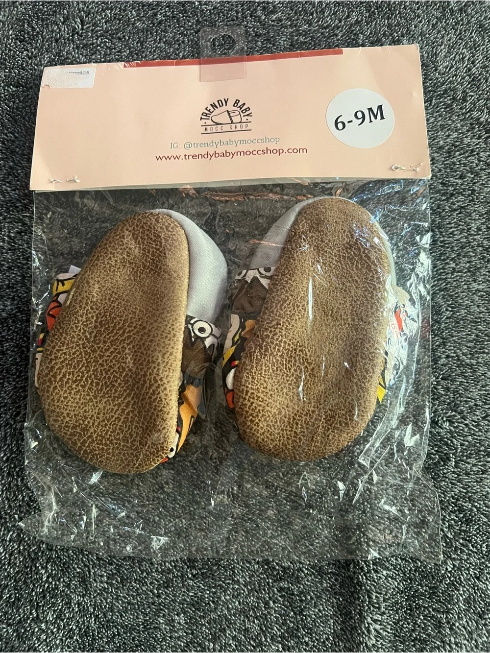 Trendy Baby Kids Brown Cartoon Face Soft Moccasins